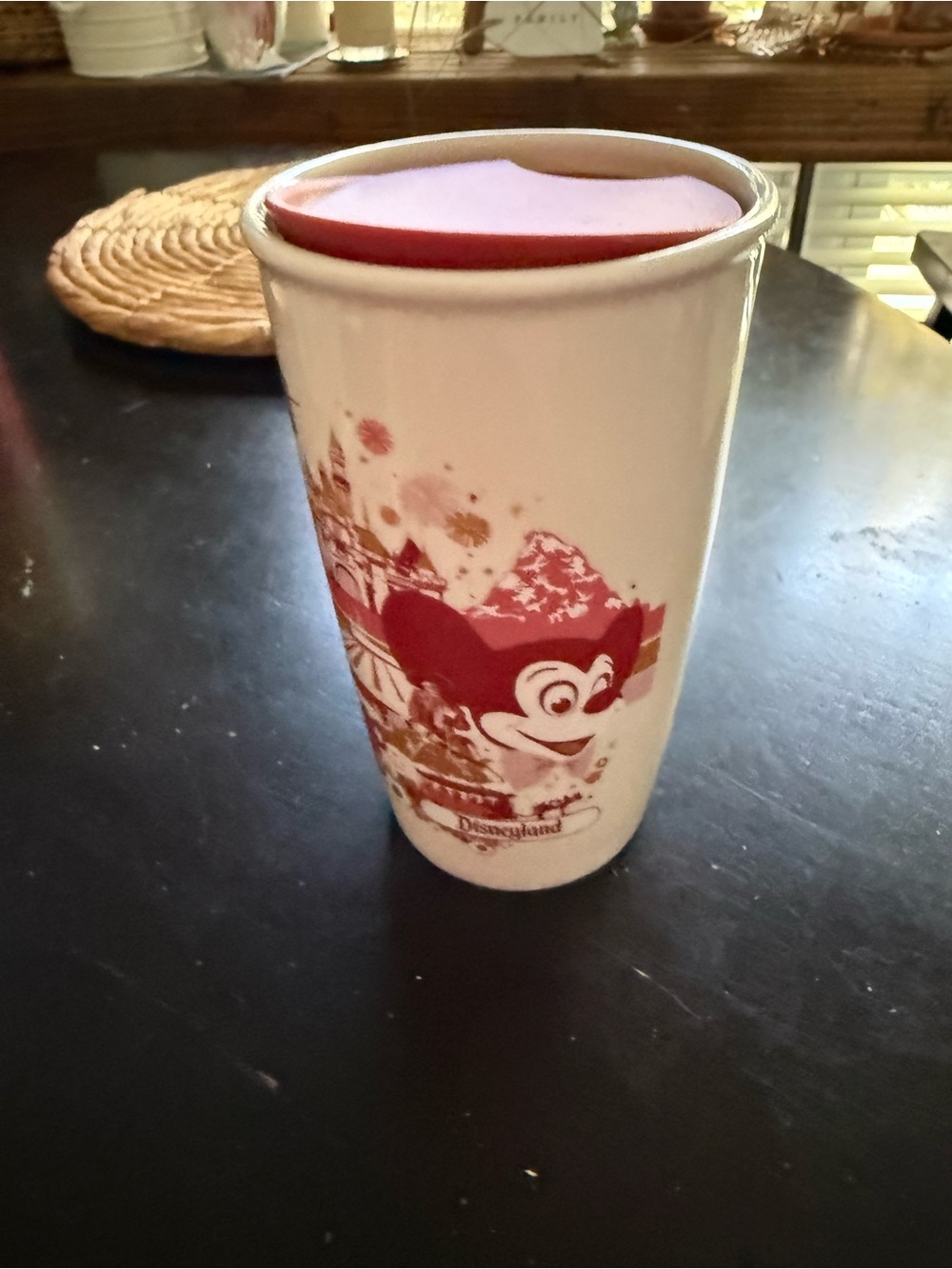 Disney Parks Disneyland Ceramic Starbucks Travel Tumbler 12oz Mug & Lid